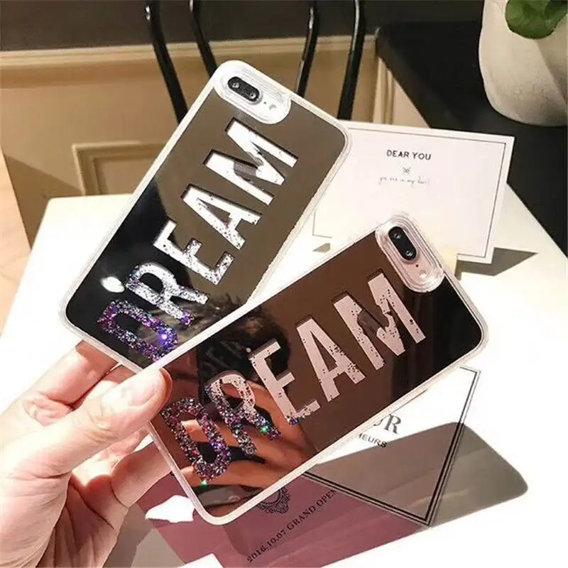New Fashion Plated Mirror Soft Edge For Iphone 66S 6P 78 78plus X Xs Diamond Sand Shell Anti-Fall Cover |