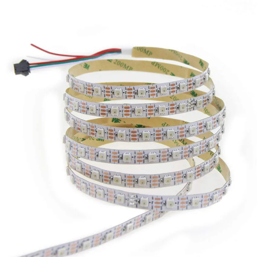 WS2812B WS2812 цветных(RGB) светодиодных лент: 5 м DC5V 30/60 светодиодов/m 2812 IC встроенным индивидуально адресуемых SMD5050 RGB полноцветный светодиодный ленточный светильник