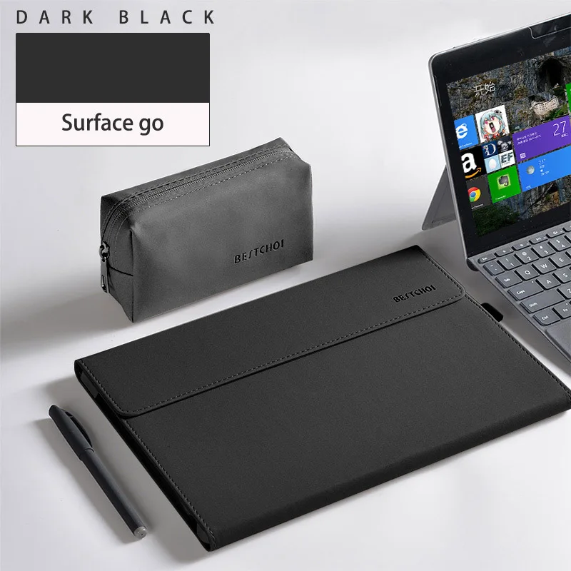 go black set Чехол для планшета для microsoft Surface Go Pro с 6 углами, чехол-подставка для Surface Pro 7 5 4, чехол для женщин и мужчин, сумка для ноутбука - Цвет: go black set