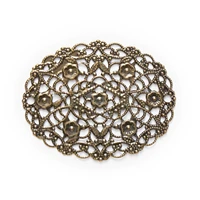 1030 piece bronze tone filigree oval shaped wraps connnector embellishments findings jewelry making diy 50x40mm