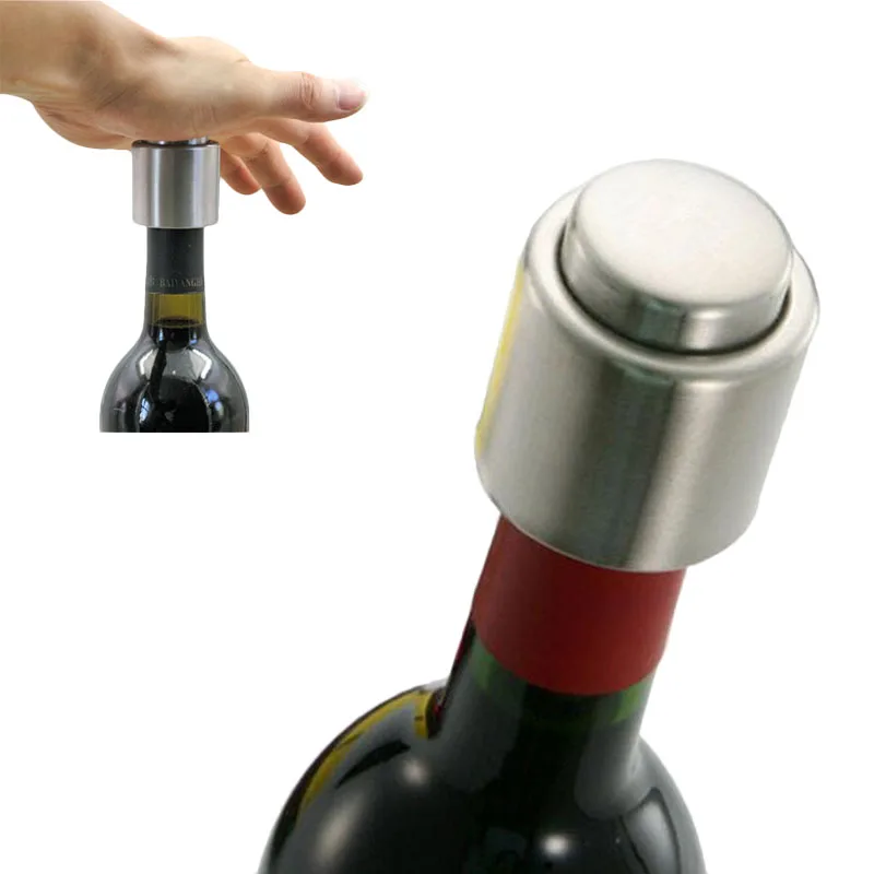 

Stainless Steel Wine Bottle Stopper Plug Silver Elegant Vacuum Sealer Wine Stopper Saver Preserver Pump Sealed