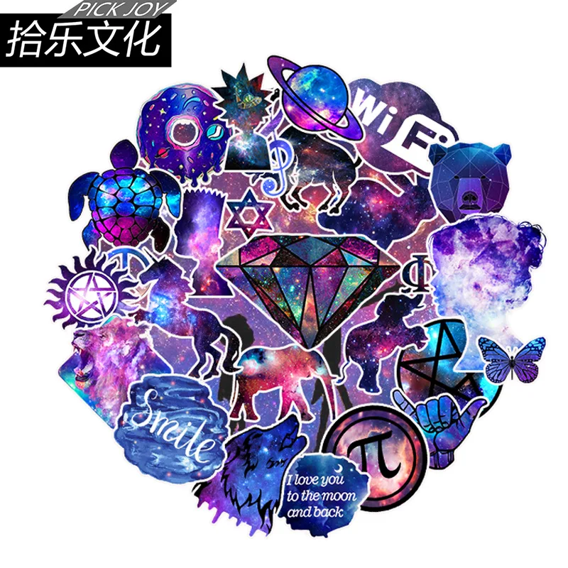 

35Pcs Starry Sky Cartoon Computer Sticker Notebook Skin Laptop Refrigerator Suitcase Decorative Decal 2019
