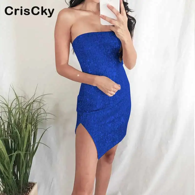CRISCKY 2019 элегантные женские платья Для женщин Strspless без рукавов расшитое блестками