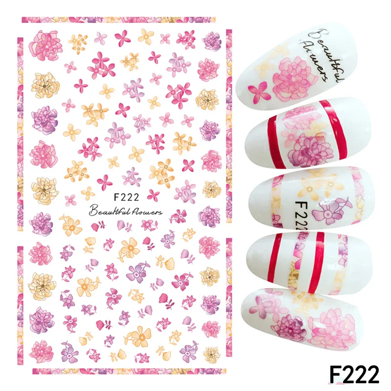 Wyuen 1 лист розовый цветок водонепроницаемый слайдер для маникюра ногтей