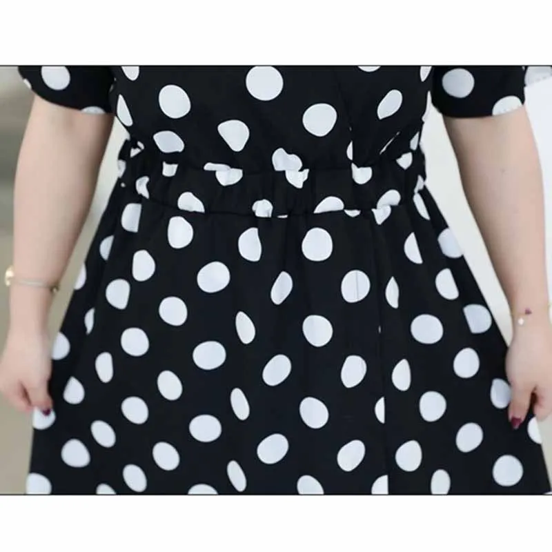 Женское шифоновое платье макси в горошек с коротким рукавом|Женские платья| |