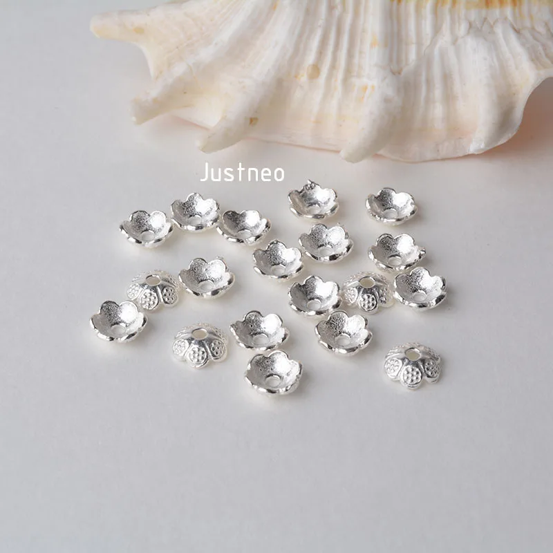 Твердая крышка из стерлингового серебра 925 пробы с цветами и шариками круглые