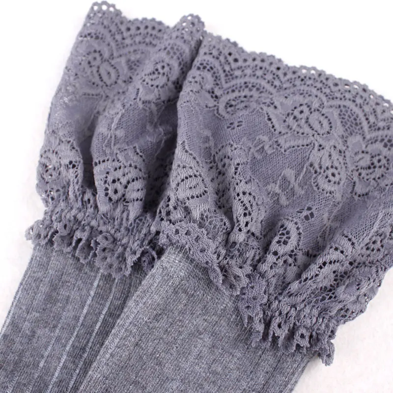 Японские носки до колена The wind чулки для девочек полосатые кружевные длинные выше