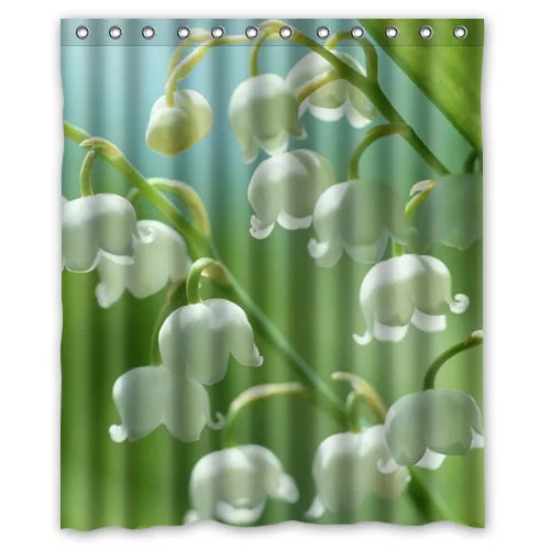 New Fashion Beautiful Flowers Convallaria Polyester Shower Curtain Bathroom Waterproof Bath with Hooks 152x182cm | Дом и сад