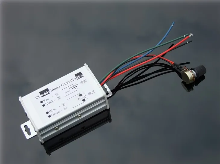 Щетки мотора постоянного тока Скорость регулятор 20A 9 V-60 V Высокая Мощность PWM бесконечное Скорость Управление доска