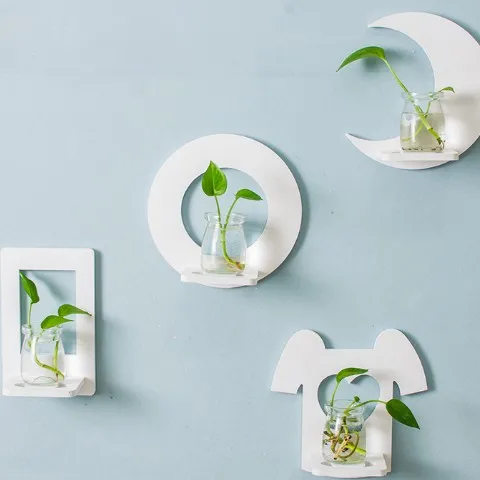 White--4pcs-C Креативная Скандинавская настенная ваза прозрачная гидропонная стеклянная ваза для украшения дома и офиса забавные подарки Прямая поставка - Цвет: White--4pcs-C