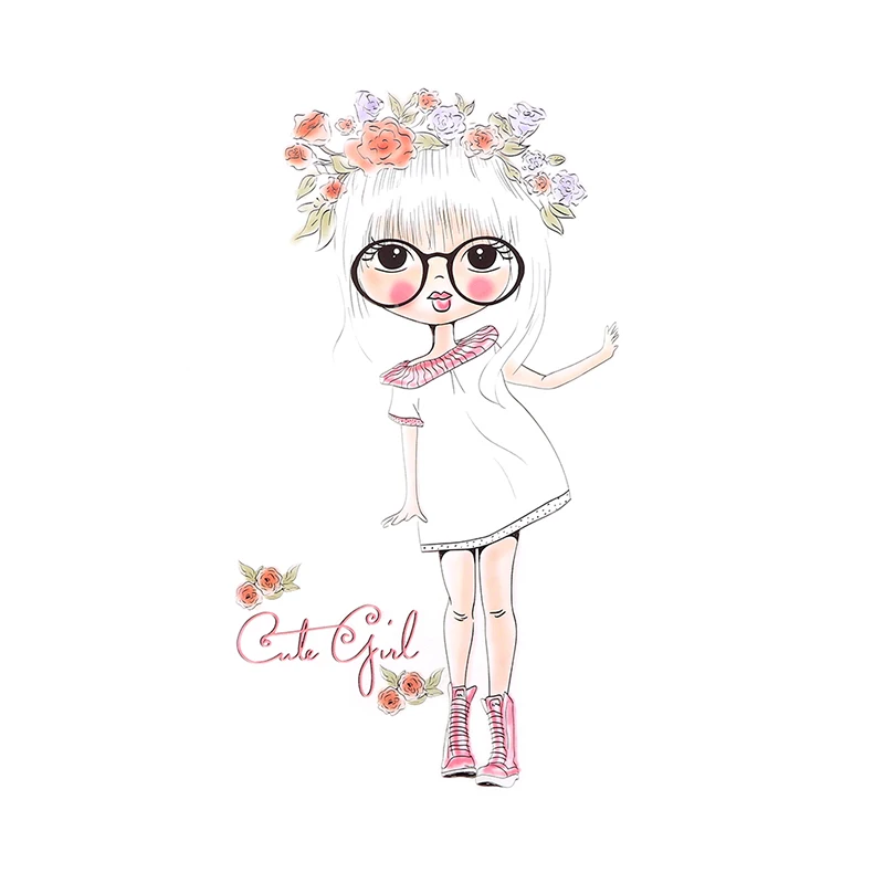 1 шт. моющиеся новый дизайн теплопередачи патч милая девушка Железный На