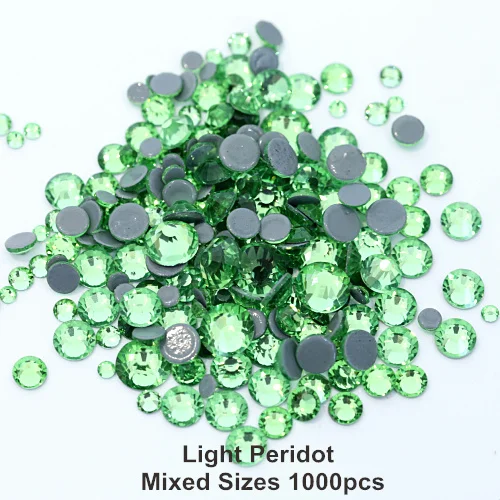 Light peridot Высокое качество стразы исправление стразы SS6-SS30 смешанные размеры Горячая фиксация стразы железо на камнях 1000 шт./лот украшения для одежды F0050 - Цвет: Light peridot