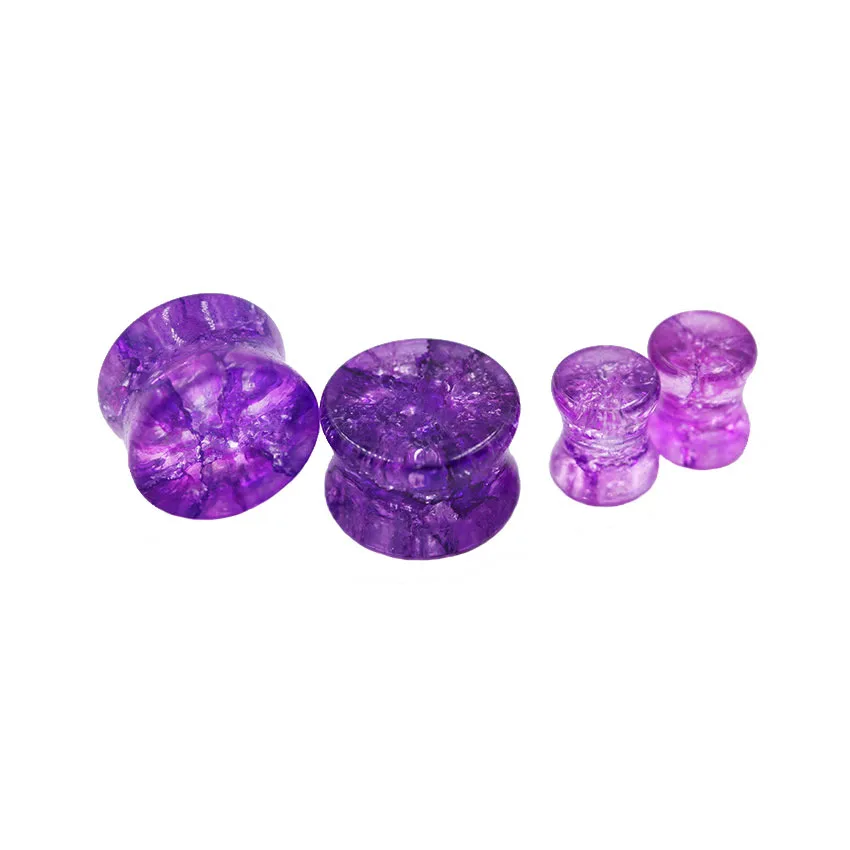 Фиолетовый прозрачный Стекло органического камня седло Flared Плоть Туннели Ухо