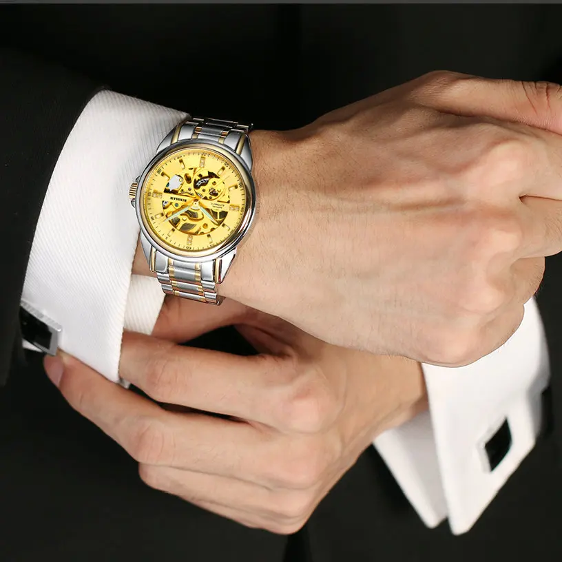 BINSSAW Оригинал Luxus Marke Edelstahl Mode Manner Uhr Automatische Mechanische Wasserdicht Skeleton Business Sport | Наручные
