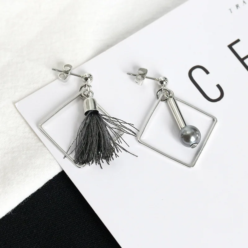 KASIYU корейские простые серьги в геометрическом стиле с кисточками имитация