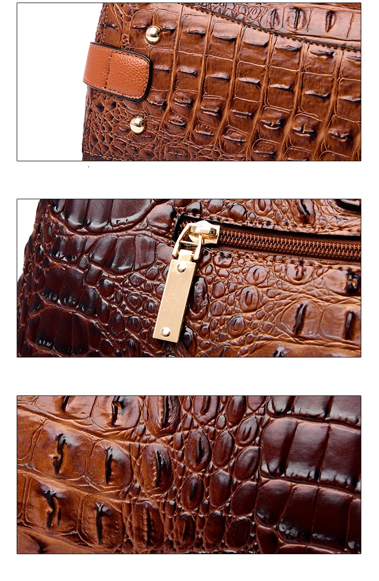 FLYONE Vintage Fashion Crocodile Genuine Leather Luxury Handbags Women Bags Designer Female Shoulder Bag Ladies Bolsas Feminina