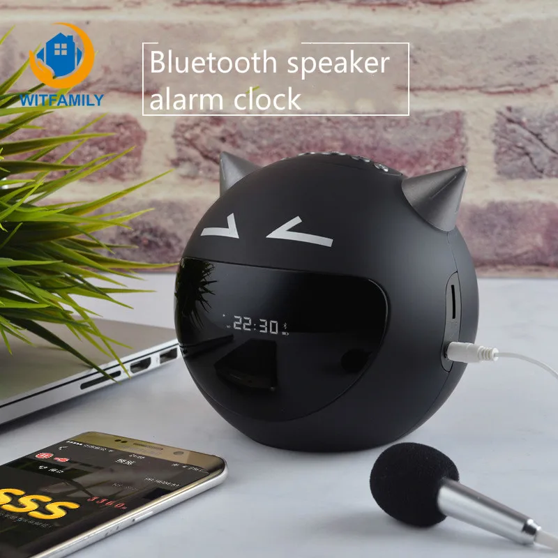 Творческий светодиодный Будильник цифровой динамик bluetooth Повтор Настольные часы милый дьявол радио микрофон музыкальный плеер электронные часы