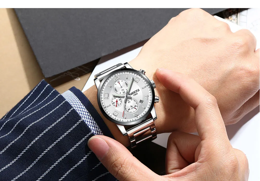 NIBOSI New Type Luxury Watch Quartz Wrist Watch Fashion Stainless Steel Watch for Man Relogio Masculino Exquisite Silver