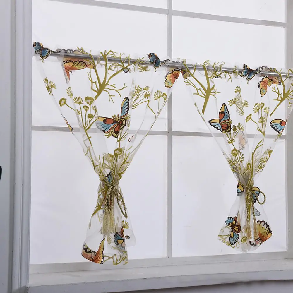 HiMISS 3 шт./компл. модные кухонные занавески с короткими бабочками тюлевые для окон |
