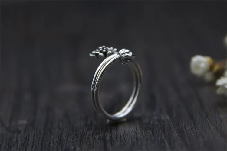 Оригинал посеребренная цветочный многослойная женские модели кольцо Тайский