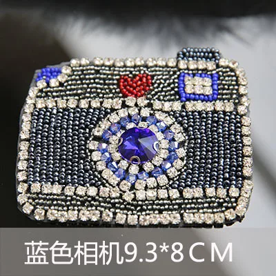 

blue camera beaded patches applique patches for clothing fabric patch sewing accessories parches bordados embroidered patches