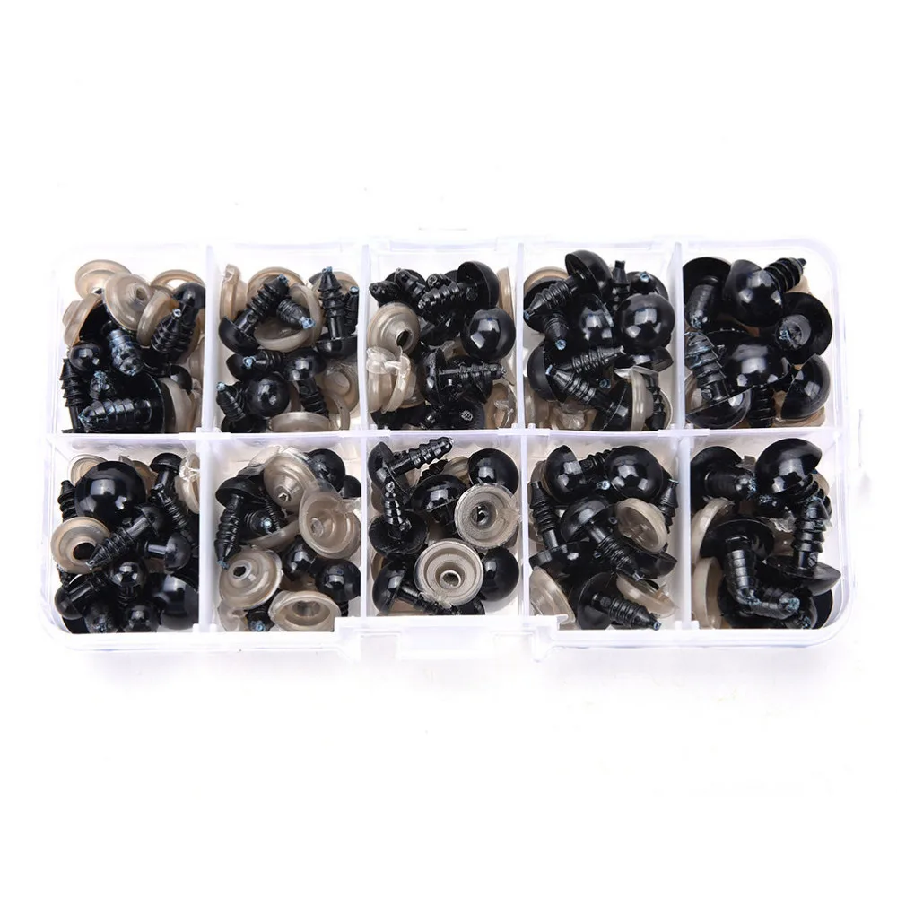 

100pcs 6mm/8mm/9mm/10mm/12mm DIY Plastic Black Doll Puppet Eyes Animal Crafts Safety Eyes For Children Kids toy