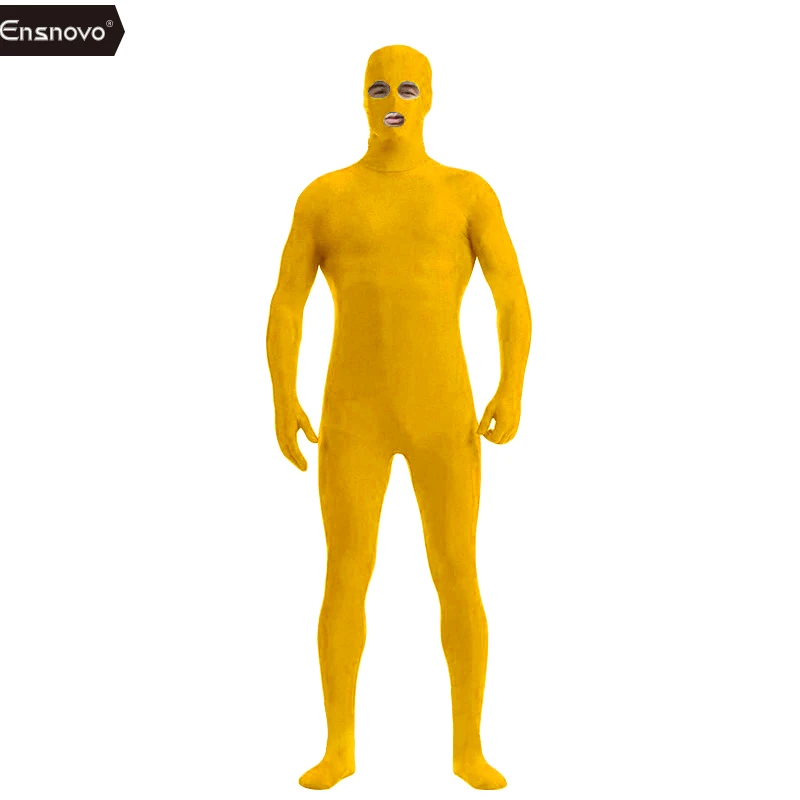 Yellow Ensnovo, мужской костюм из спандекса, Нейлона, Лайкры, черного цвета, на все тело, вторая кожа, плотный цвет, на заказ, костюм с открытыми глазами, для косплея, костюм зентай - Цвет: Yellow