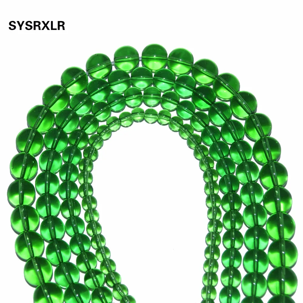 Оптовая продажа Очаровательные Круглые бусины из прозрачного стекла зеленого