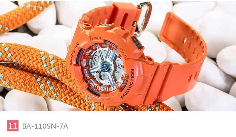 Casio спортивные часы baby-g серии спортивные водонепроницаемые женские часы оранжевого цвета с резиновым ремешком BA-110SN-4A женские часы известного бренда