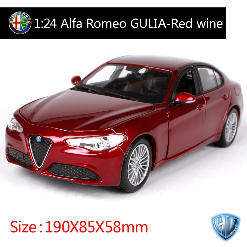 Bburago 1:24 alfa romeo gulia красное вино синий автомобиль литья под давлением 190*85*58 мм сбора