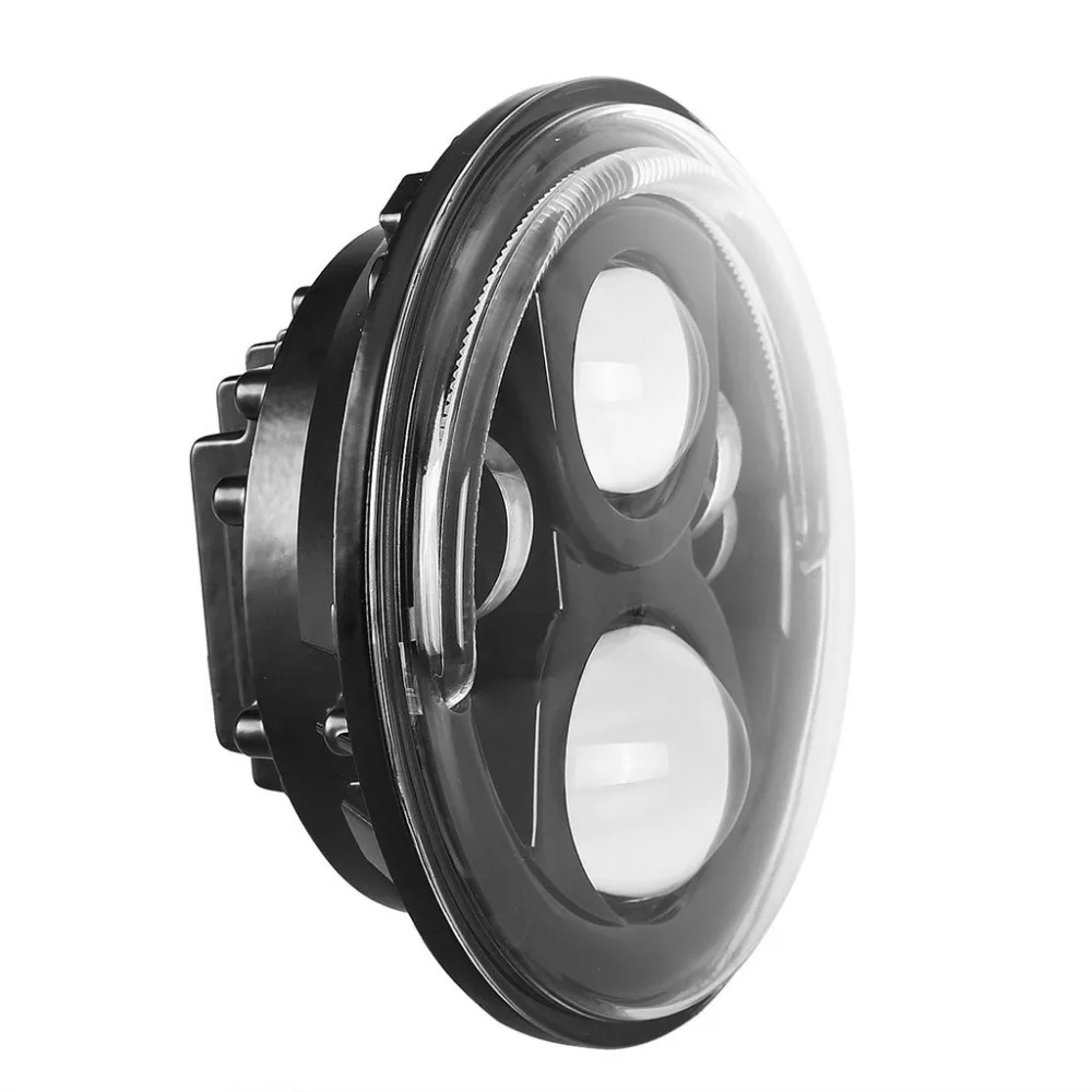 75 Вт 12 в 7 &quotсветодиодный светильник черный/ХРОМ Hi/Lo с белым DRL и 1 пара 4 1/2&quot