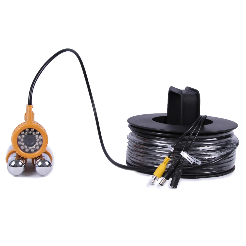 Цена 50 метров глубина подводной рыбалки камера комплект с двойной свинцовой бар и 7-дюймовый монитор с DVR встроенный и желтый жесткий пластиковый...