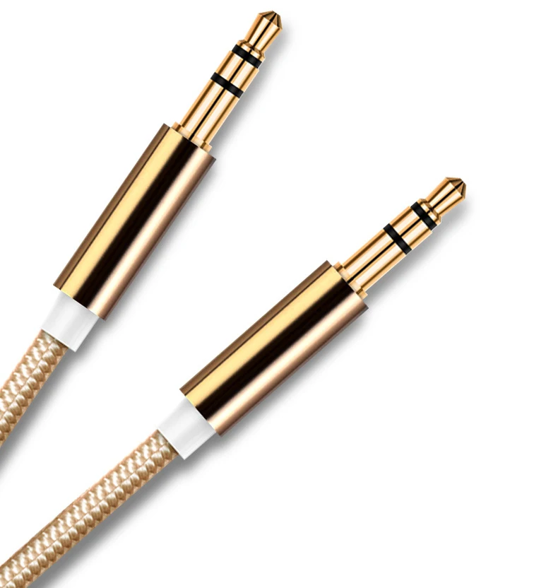 Нейлоновый аудиокабель 3,5 мм до 3,5 мм Aux кабель 2 м 3 м штекер Kabel Золотая пробка автомобильный Aux шнур для телефона