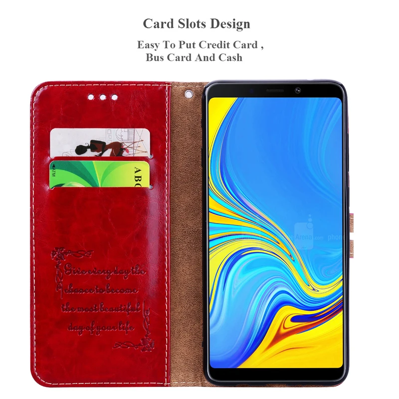 Кожаный чехол-кошелек для Samsung Galaxy A6 A7 A8 2018 Fundas с отделением карт и подставкой