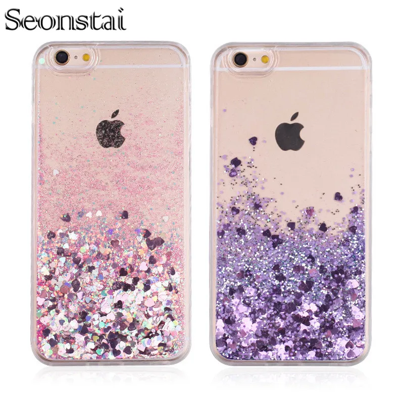 Seonstai чехол для iPhone 7 блестящий со звездами динамическая жидкость зыбучий песок