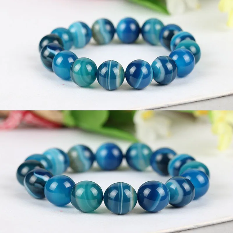 Синий браслет натуральный персидский Сардоникс камень кварц бусина надувной