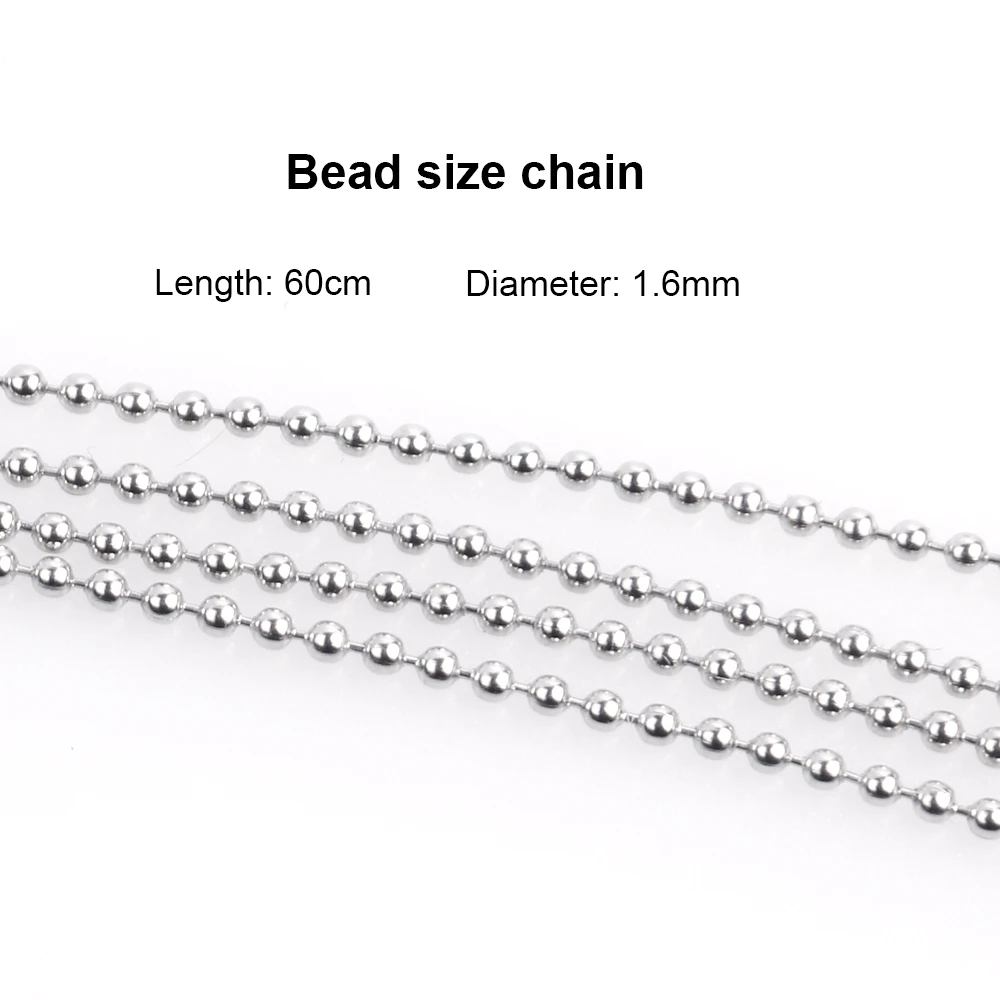 10 Pcs Stainless Steel Ball Bead Link Chains 60cm Length 1.6mm Silver Metal for DIY Making Jewelry Necklace Accessories | Украшения и