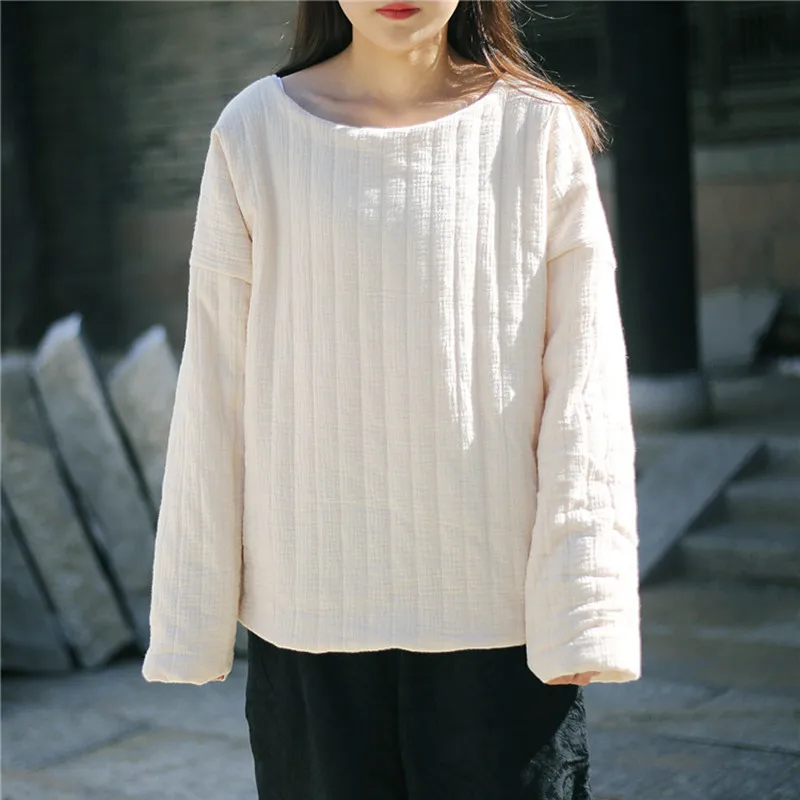 Женские парки Johnature однотонные с круглым вырезом длинным рукавом в китайском