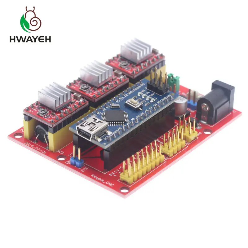 CNC Щит V4 гравировальный станок 3d принтер+ 3 шт. DRV8825 драйвер Плата расширения для Arduino NANO V3. 0 С usb-кабелем nano 3,0
