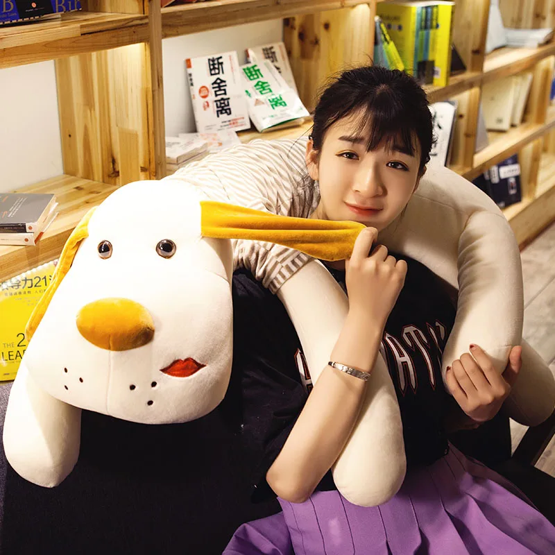barato Dorimytrader Pop Macio Fofinho Deitado Cão Gigante De Brinquedo De Pelúcia Dos Desenhos Animados Animais Cães Dormir Boneca Travesseiro 130 Centímetros 150 Centímetros DY50077