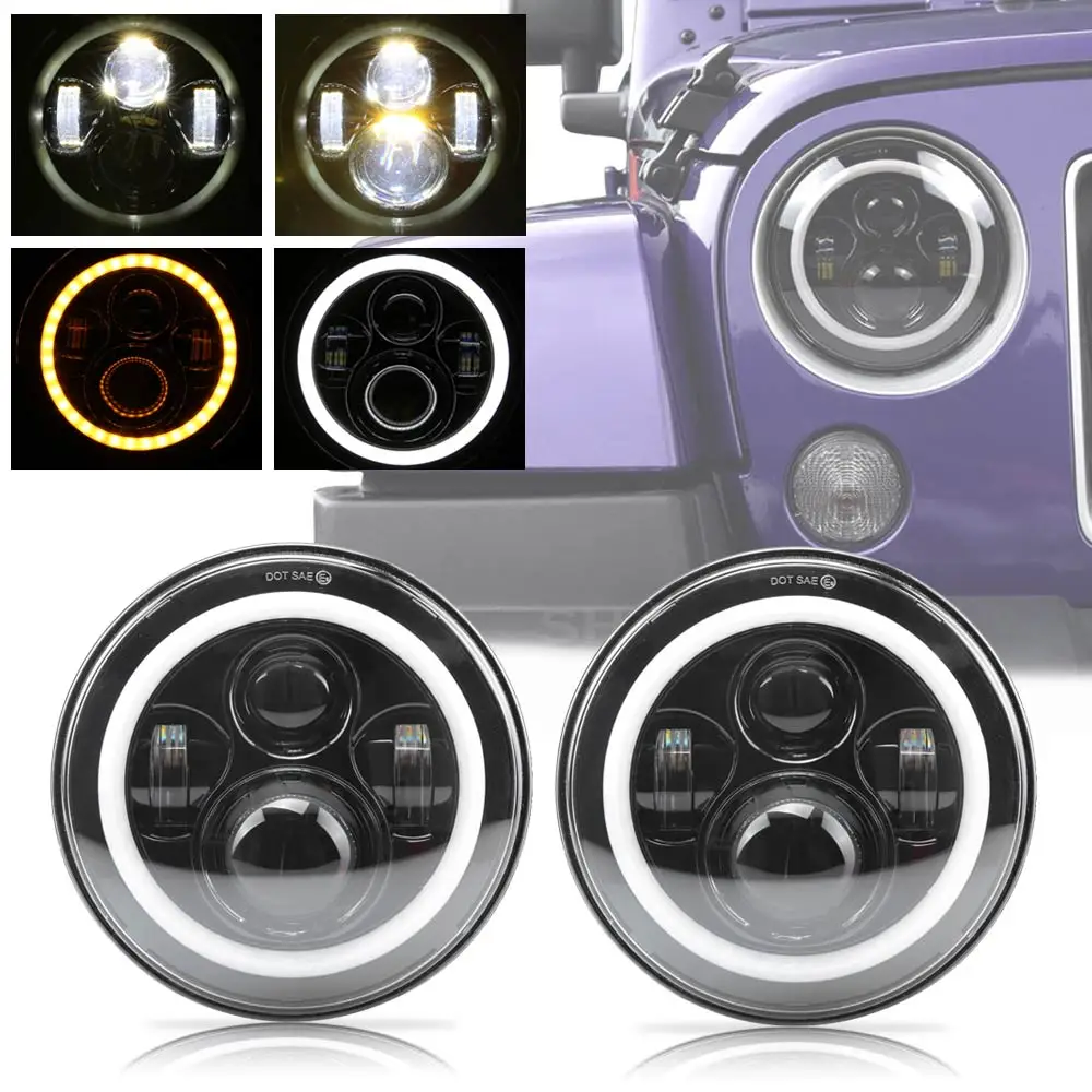 2 шт. автомобиля светодиодный 7 дюймов круглый фар Conversion Kit для VW Beetle классический Volkswagen 1950-1979 для Jeep Wrangler Hummer Harley