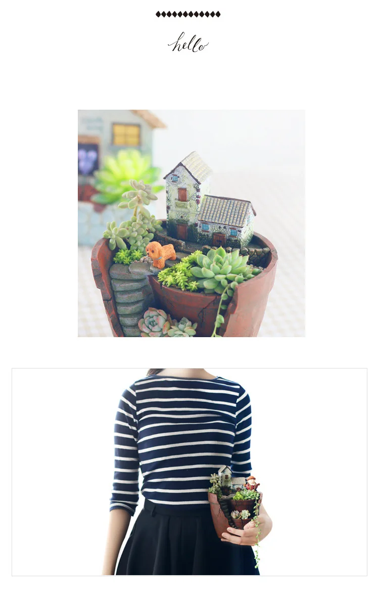 Resin Flower Pot Sky garden Plants vase Succulent Plants Planter Pot Mini Bonsai Cactus Home Decoration