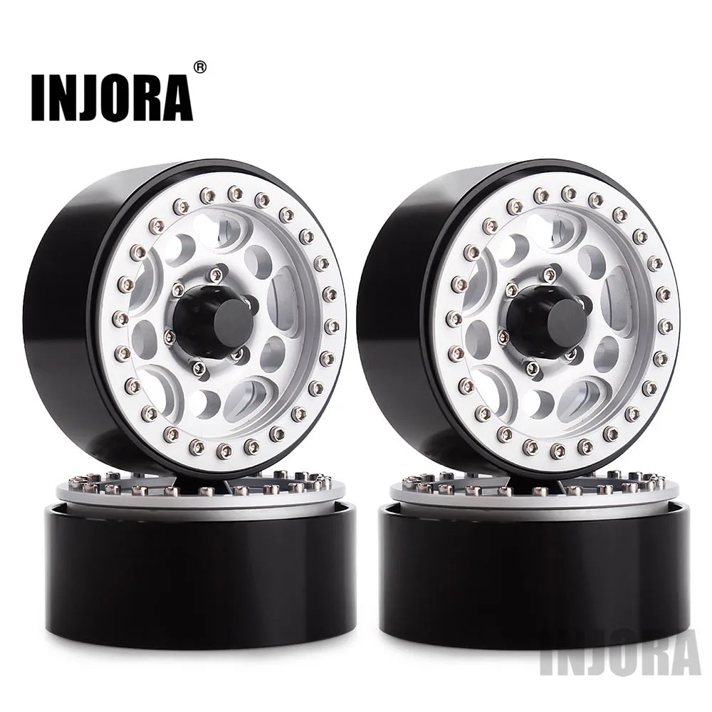INJORA 4PCS Metal 1.9 Beadlock Wheel Rim Hub for 1:10 RC Crawler Axial SCX10 SCX10 II 90046 D90 D110 MST