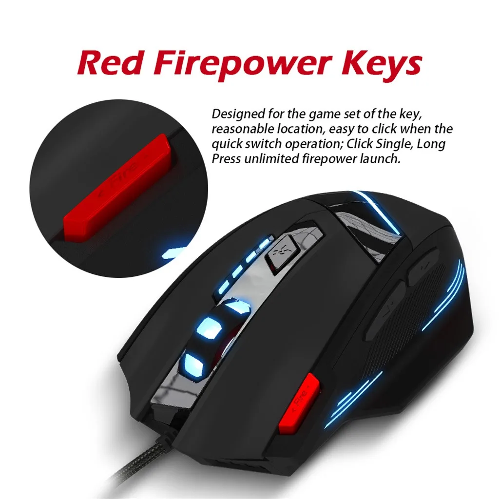 Для zelotes T-60 7200 dpi 7 кнопок USB СВЕТОДИОДНЫЙ цветной кабель игровая мышь и мыши профессиональная Проводная игровая мышь