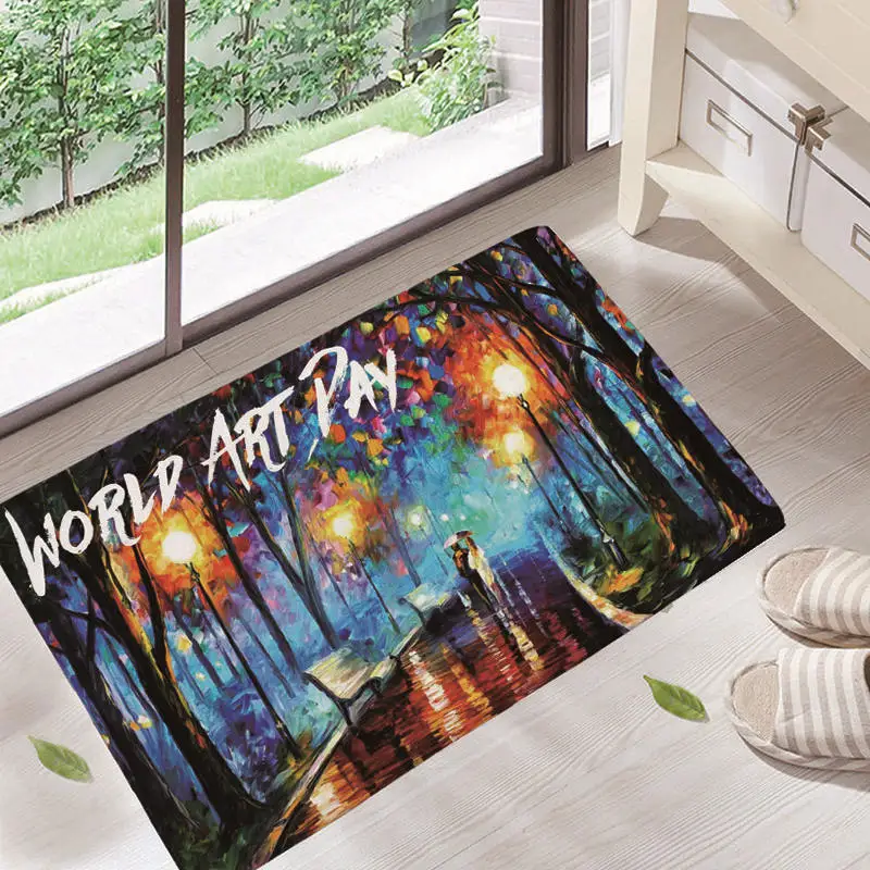Dream scenery Door Mat Floor Carpet for Living Room mountain Pattern Coral Fleece Rug Anti-Slip Doormat Home Decor dd12