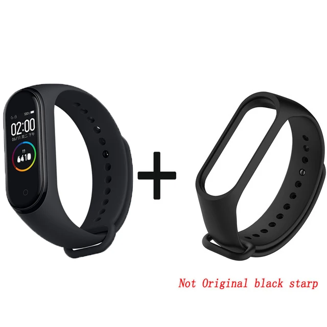 Xiaomi mi смарт-браслет 4, 3 цвета, AMOLED экран, mi Band 4, смарт-браслет, фитнес-браслет, Bluetooth, спортивный водонепроницаемый смарт-браслет - Цвет: black