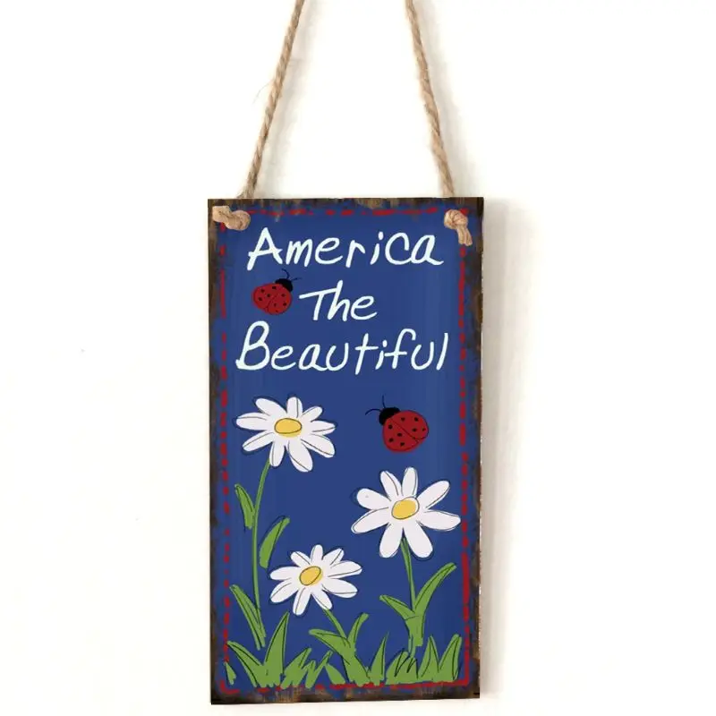 Винтажная деревянная подвесная табличка Америка красивый цветок вывеска