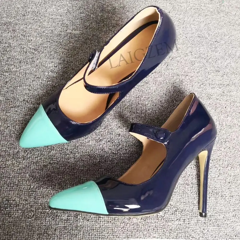 LAIGZEM/женские туфли лодочки на каблуке с цветными блокировками вечерние мэри