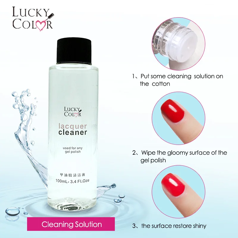 Жидкость для снятия гель лака Lucky Color без ацетона УФ или светодиодный очиститель 1