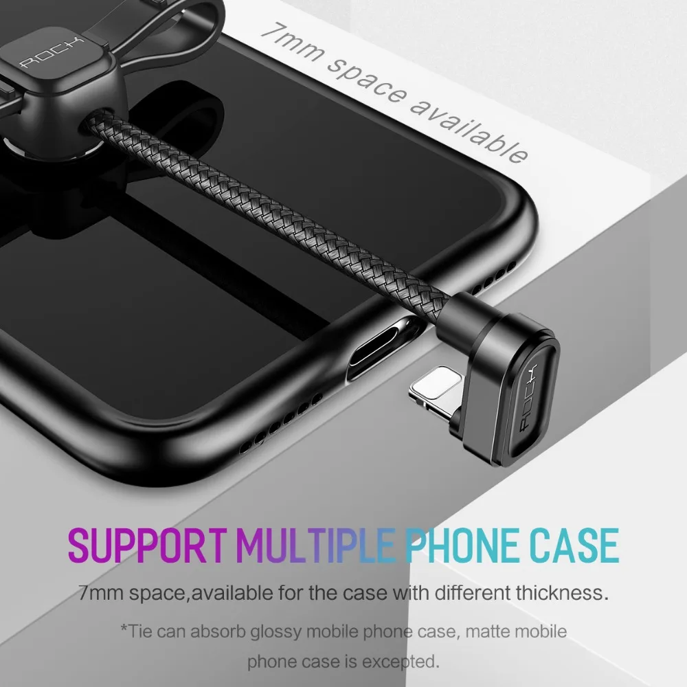 USB кабель ROCK для iPhone U образный игровой быстрой зарядки XS Max XR X 8 7 6 5 Plus iPad iOS|Кабели